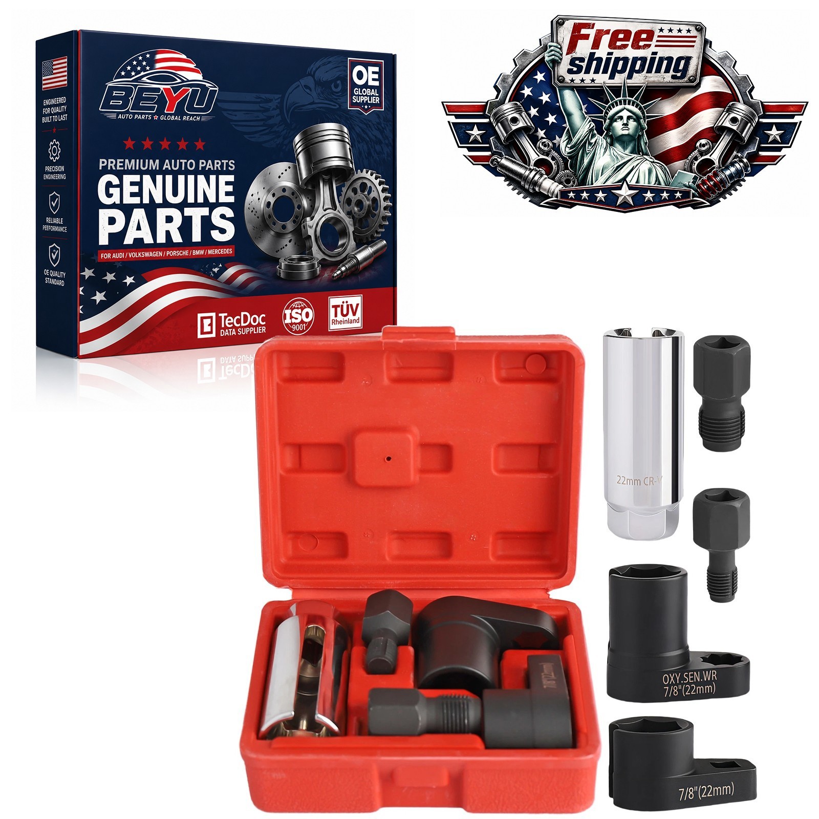 5PC Offset Oxygen Sensor Socket Set Automotive O2 Sensor Wrench Remover Tool Kit