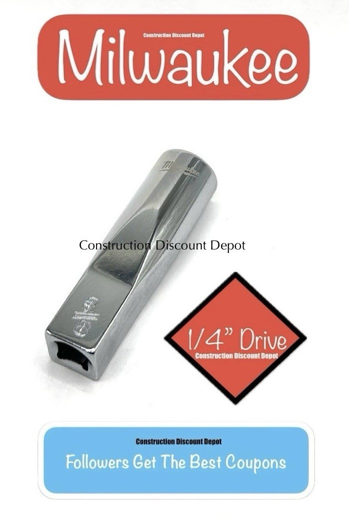 Milwaukee Tool 45-34-9018 1/4″ In. Drive 3/8″ SAE 6-Point Deep Socket