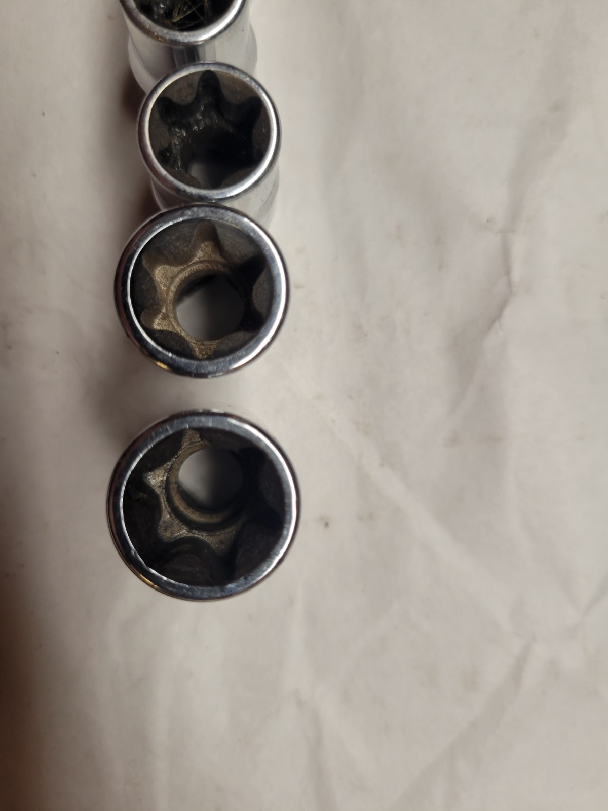 Snap On 6 Piece 3/8” Inverted Torx Sockets E5,E10,E12,E14,E16,E18 FLE EXC COND