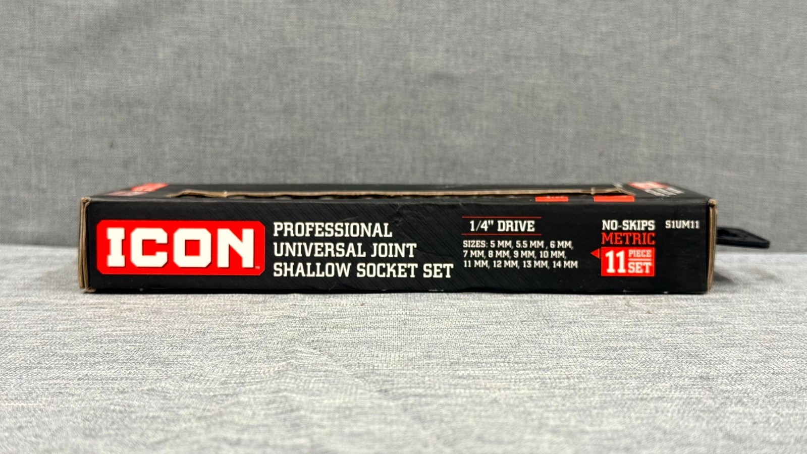 Icon S1UM11 1/4″ Drive Metric 11 Piece Universal Joint Shallow Socket Set 70298