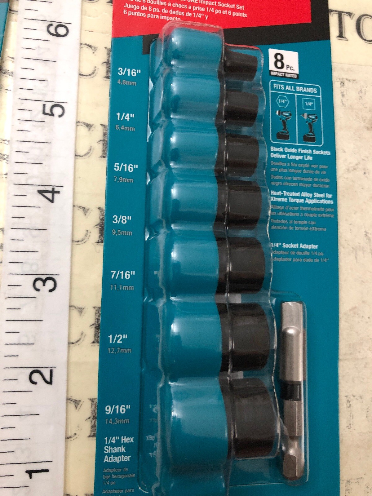 new Makita Impact Xps 1/4” Socket Set Metric+Sae 6 Point Drive Total 16 Pc.