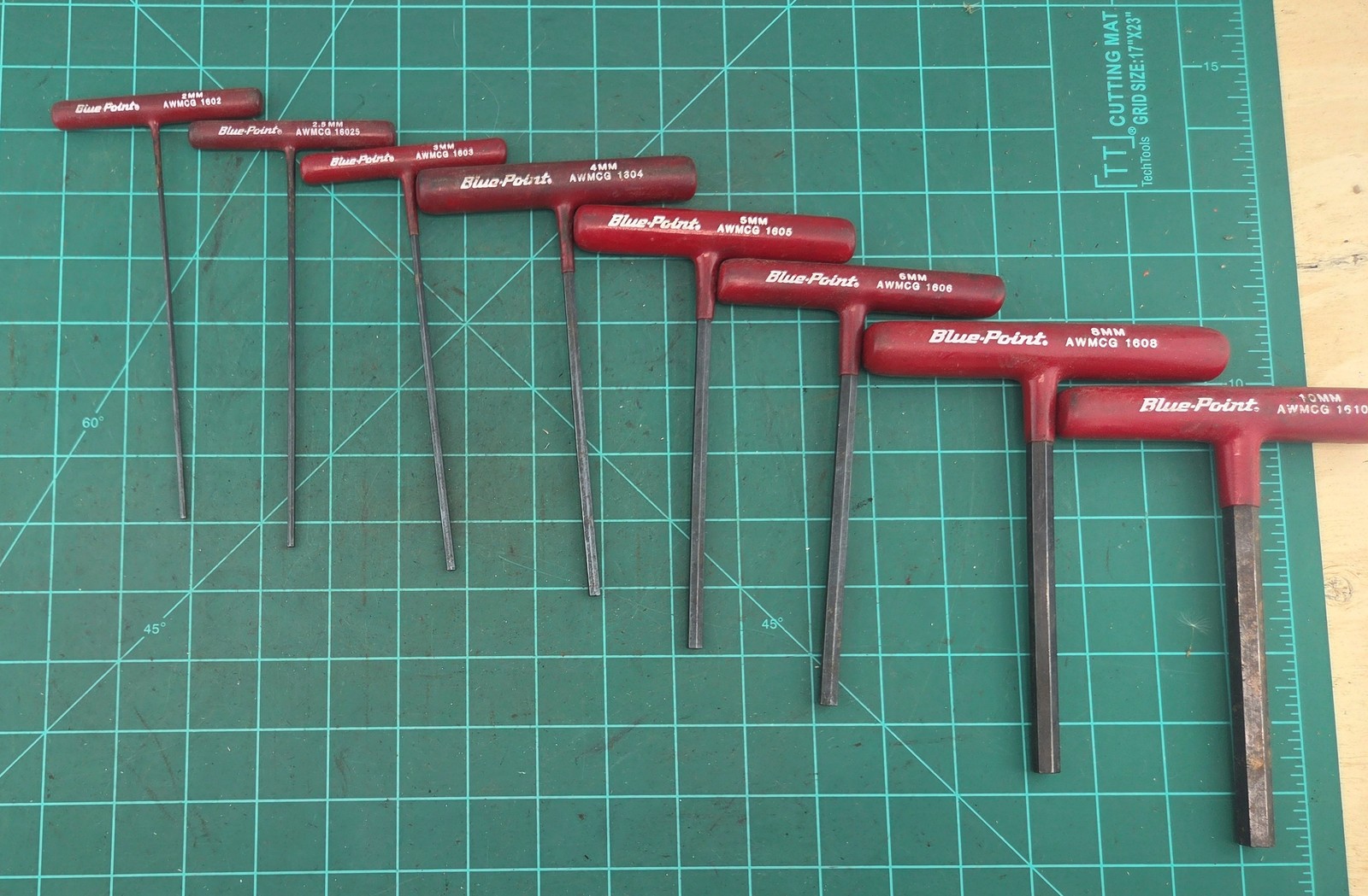 Blue Point AWMCG-1600 T-Handle Hex Allen Wrench Set Metric Keys 2mm-10mm 8 pcs