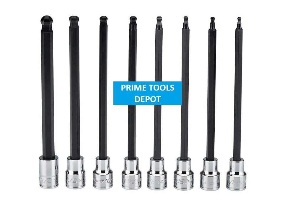 ICON 3/8 in. Drive SAE + METRIC Professional Long Ball Hex Bit Socket Set -2pk