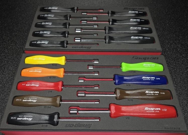 🇺🇸 Snap On Tools USA 9 pc SAE 1/4″ to 5/8″ Nut Driver Continuous Hollow Handle