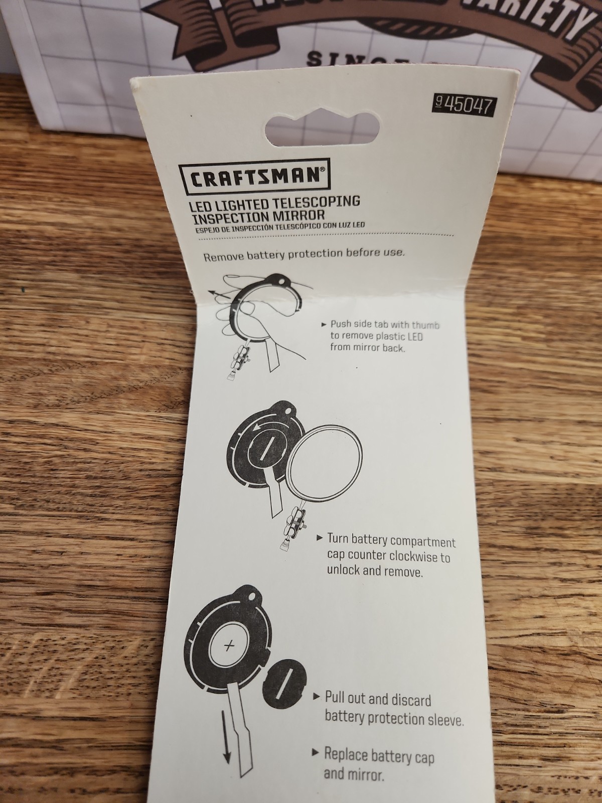 NOS Craftsman 45047 6-1/2″ to 37″ LED Lighted Telescoping Inspection Mirror