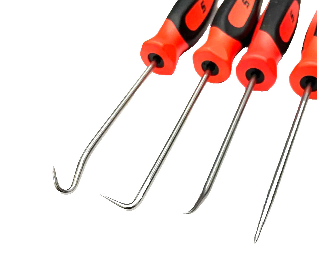 Snap-on Tools ORANGE Mini Soft Grip INSTINCT Awl Hook Pic Set SGASA204CO USA NEW
