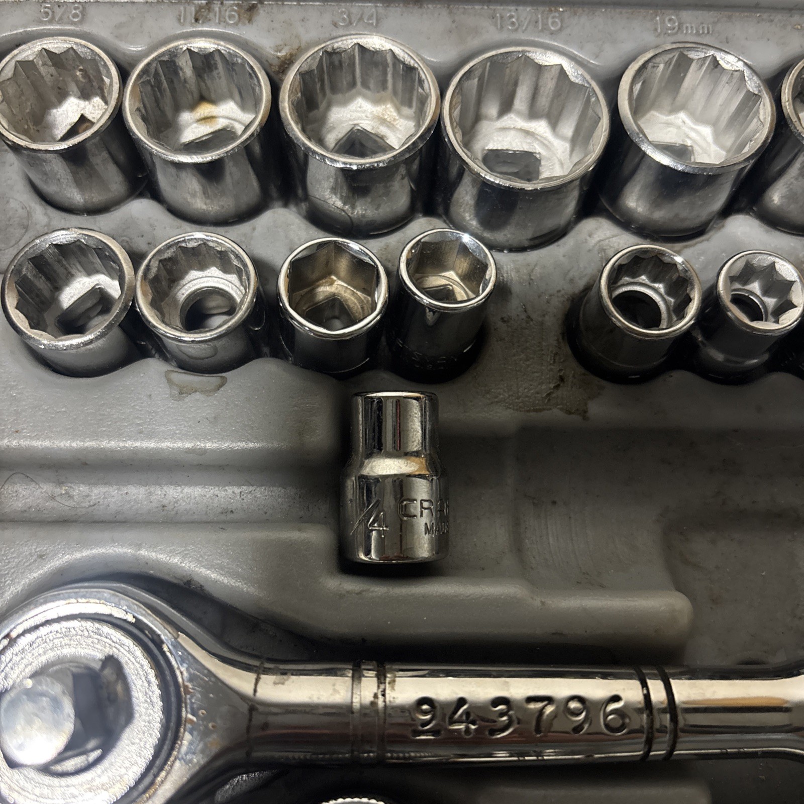 Craftsman 1/4″ 3/8″ Drive Standard SAE Metric MM Sockets Ratchet Set Vintage USA
