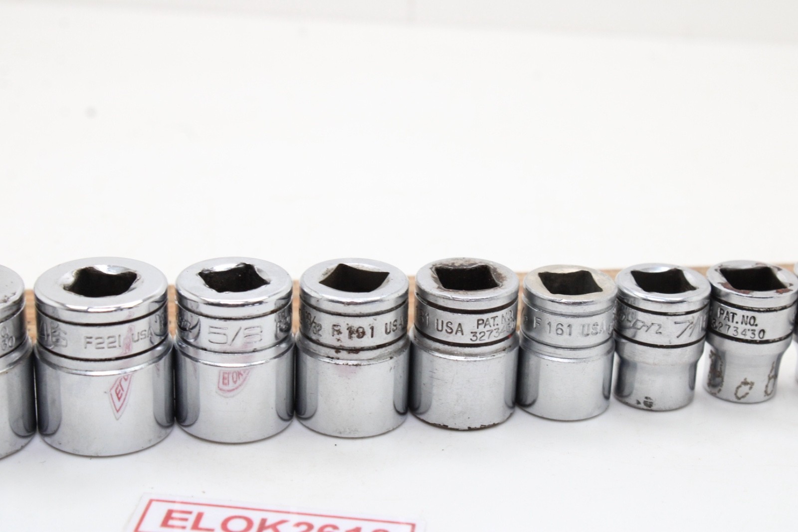 Snap-on F081 – F281 1/4-7/8″ 3/8″ Drive 12 Point 12 Piece SAE Chrome Set USA