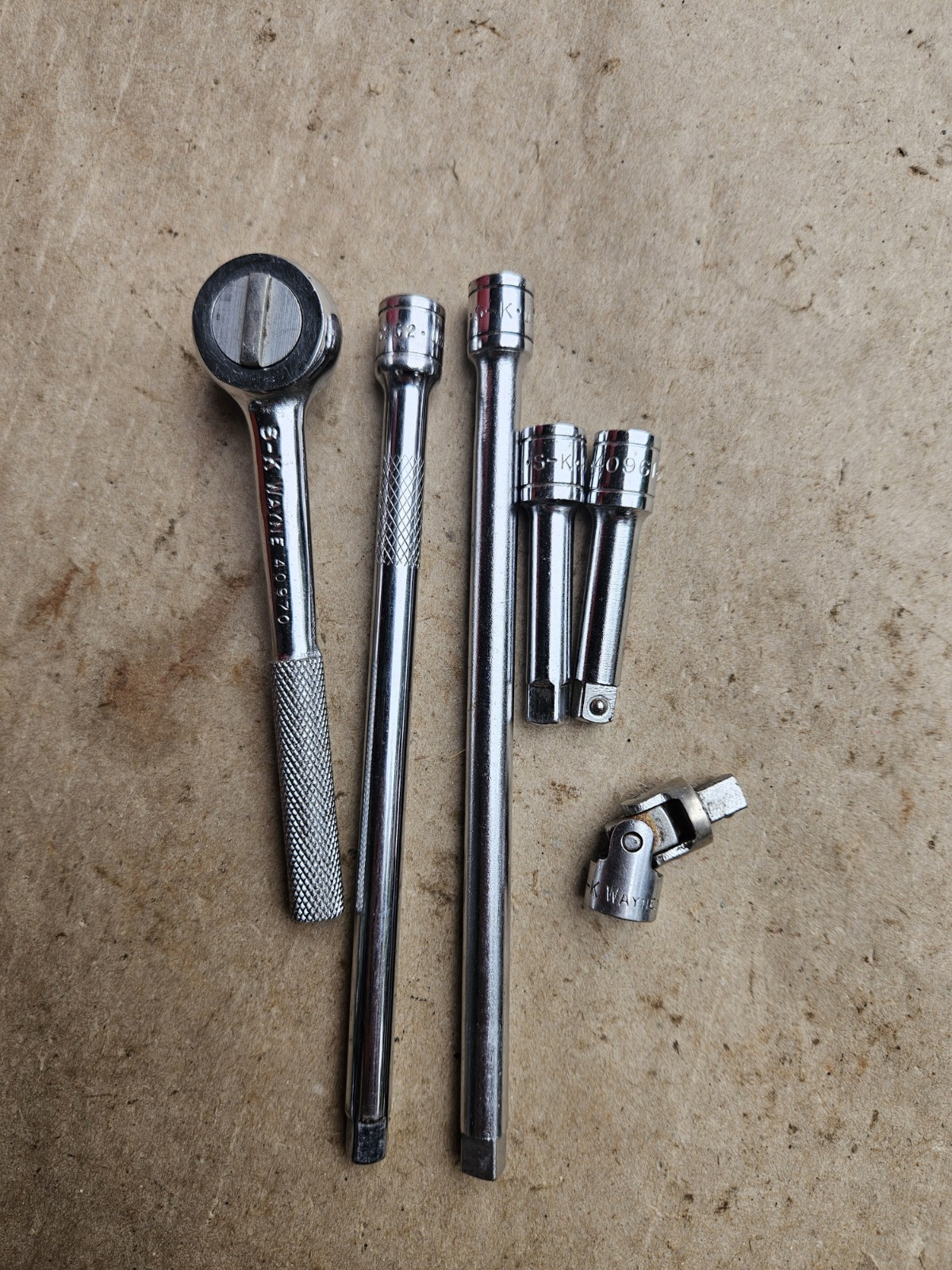 Nice Vintage S-K 1/4″ Drive Ratchet With 5 Extensions, Most Are Unused, USA