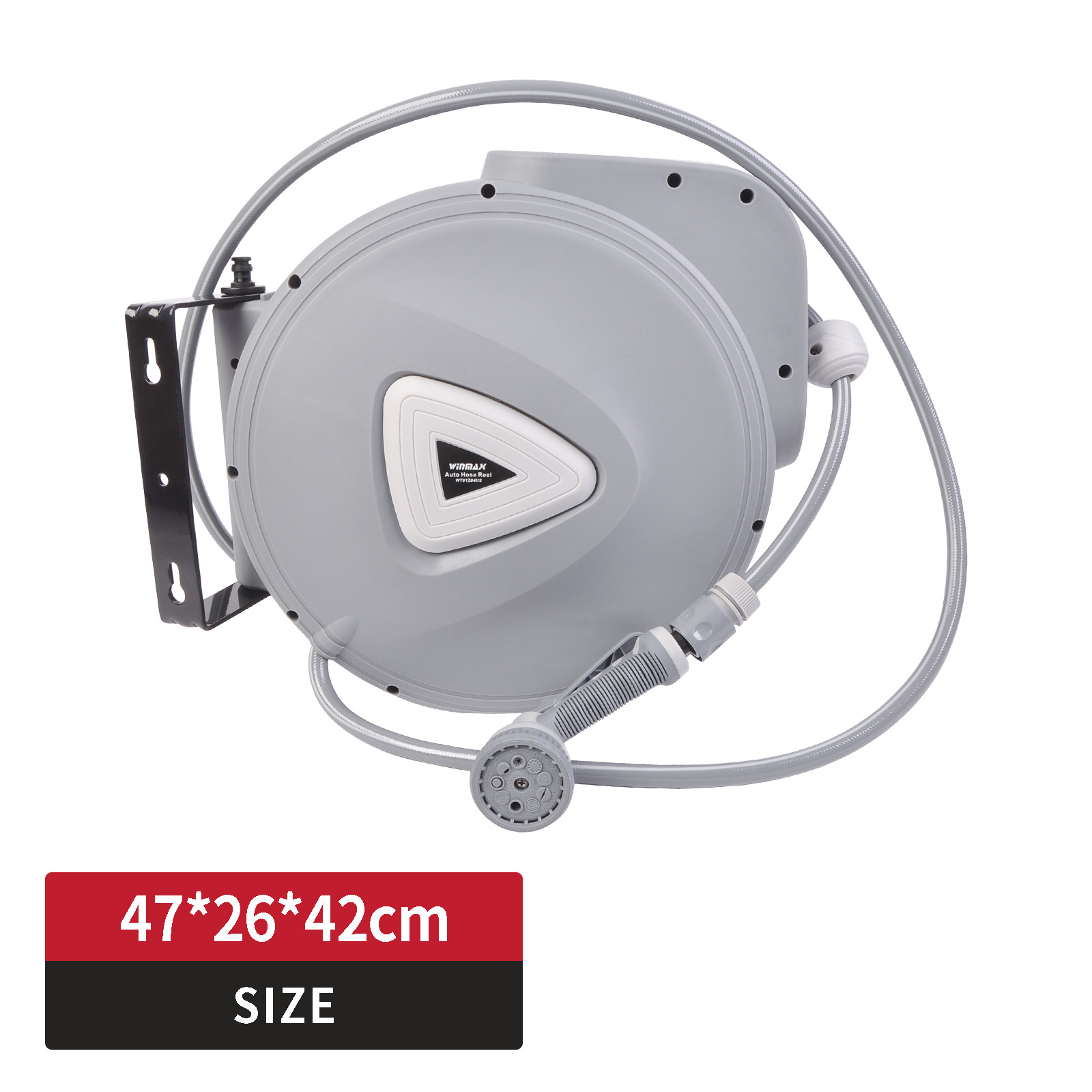 Retractable Garden Water Hose Reel Brass Gun Spray Gun Rewind Wall Mount 100FT