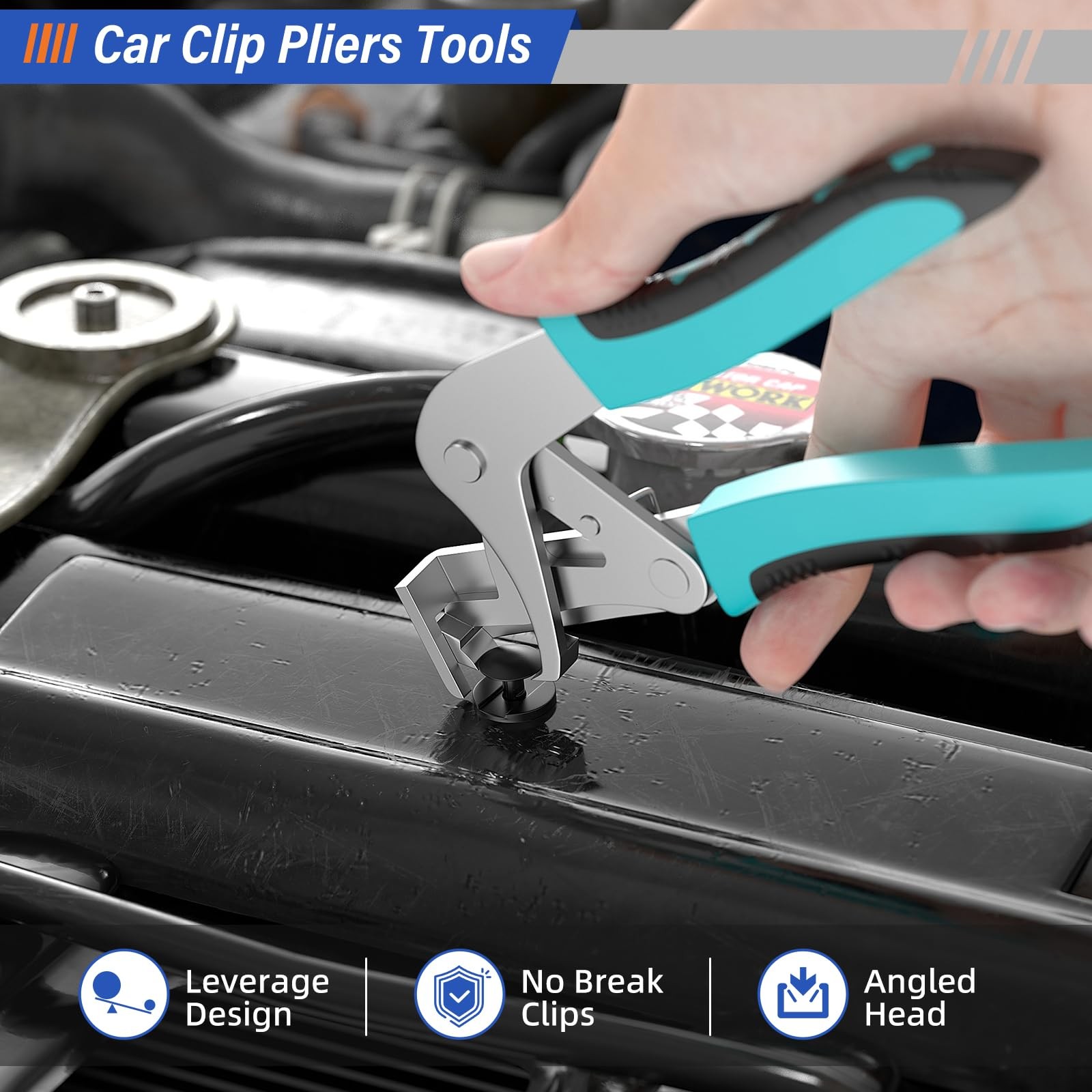 BURMONG 1 Pack Metal Car Clip Pliers Disassembly Tool, Professional Auto Blue