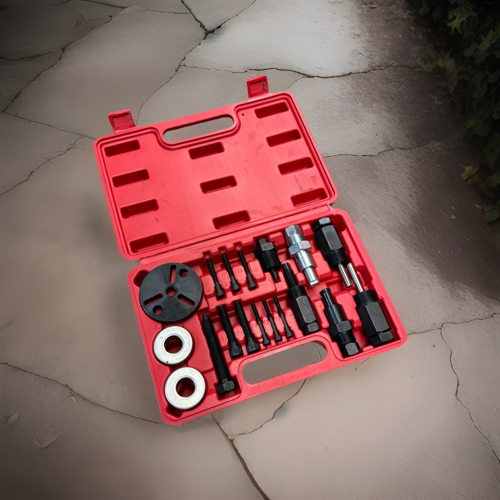18PC AC COMPRESSOR CLUTCH HUB INSTALLER REMOVER KIT DKS PULLER PLATES TOOLS