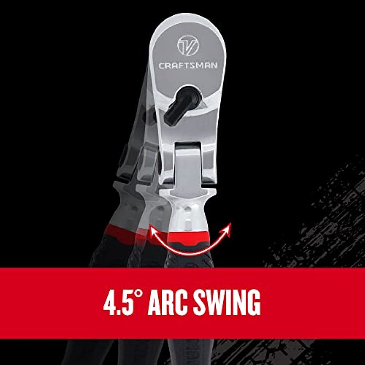 Craftsman V-SERIES Ratchet, 1/4 Inch Drive, 80-Tooth, Flexible Head Comfort Grip