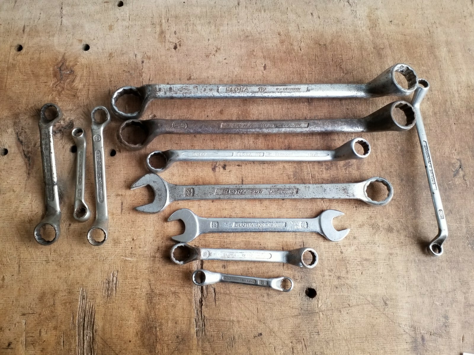 11x Vintage Elora Spanners Whitworth AF Metric Lot No287 Classic Car Mechanic