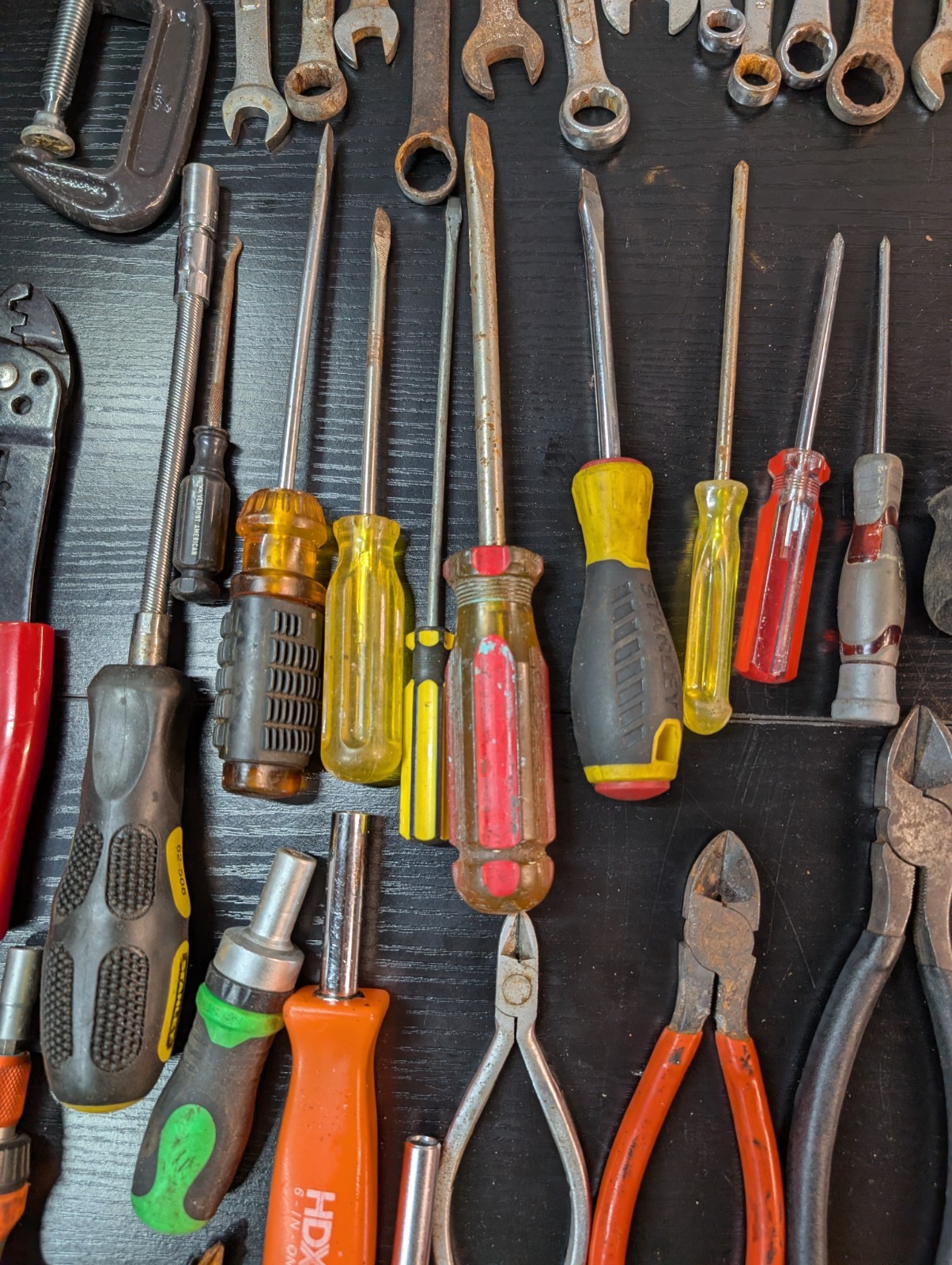 Mixed Hand Tool Lot Wrenches Pliers Screwdrivers Mechanic Garage Tools
