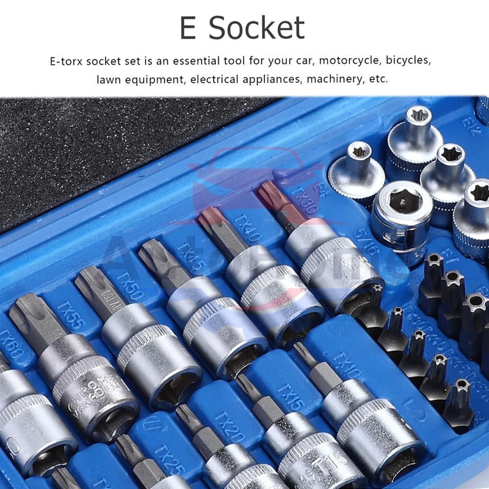 34Pcs Drive Male Female Torx Star Bit Socket E-socket Set Handheld Tool Case US