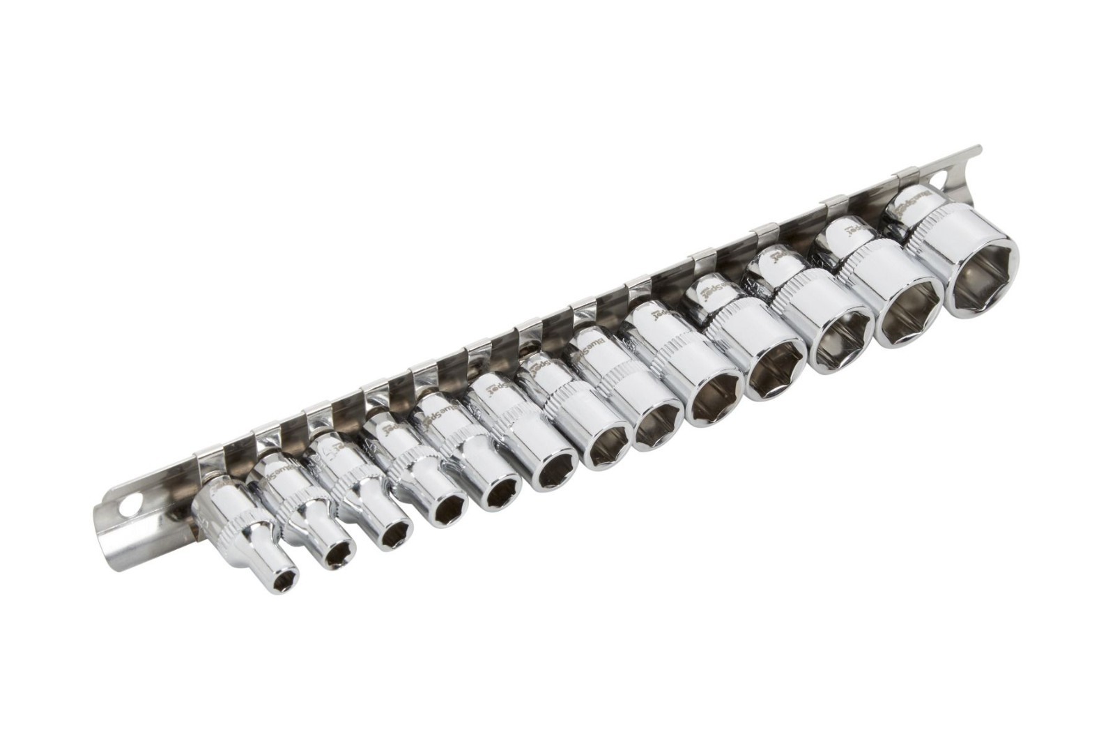 Blue Spot 1/4″ Drive Metric Socket Set 4-14mm 13pc Hex Sockets Rail Professional