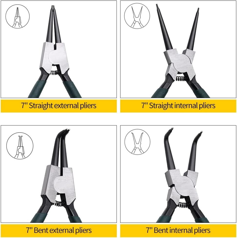 Internal/External Circlip Pliers, 4pcs 7″