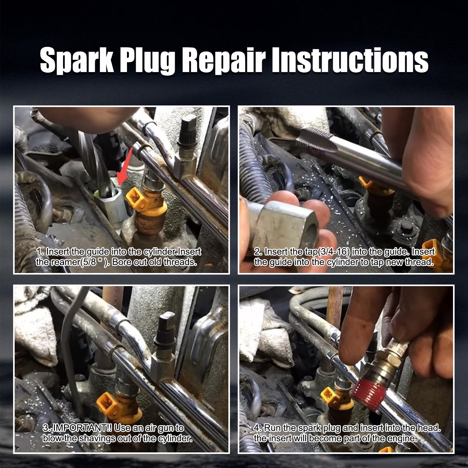 14mm 10x Spark Plug Port Insert for Ford 4. 6L 5. 4L 6. 8 V-10 Triton 389-100