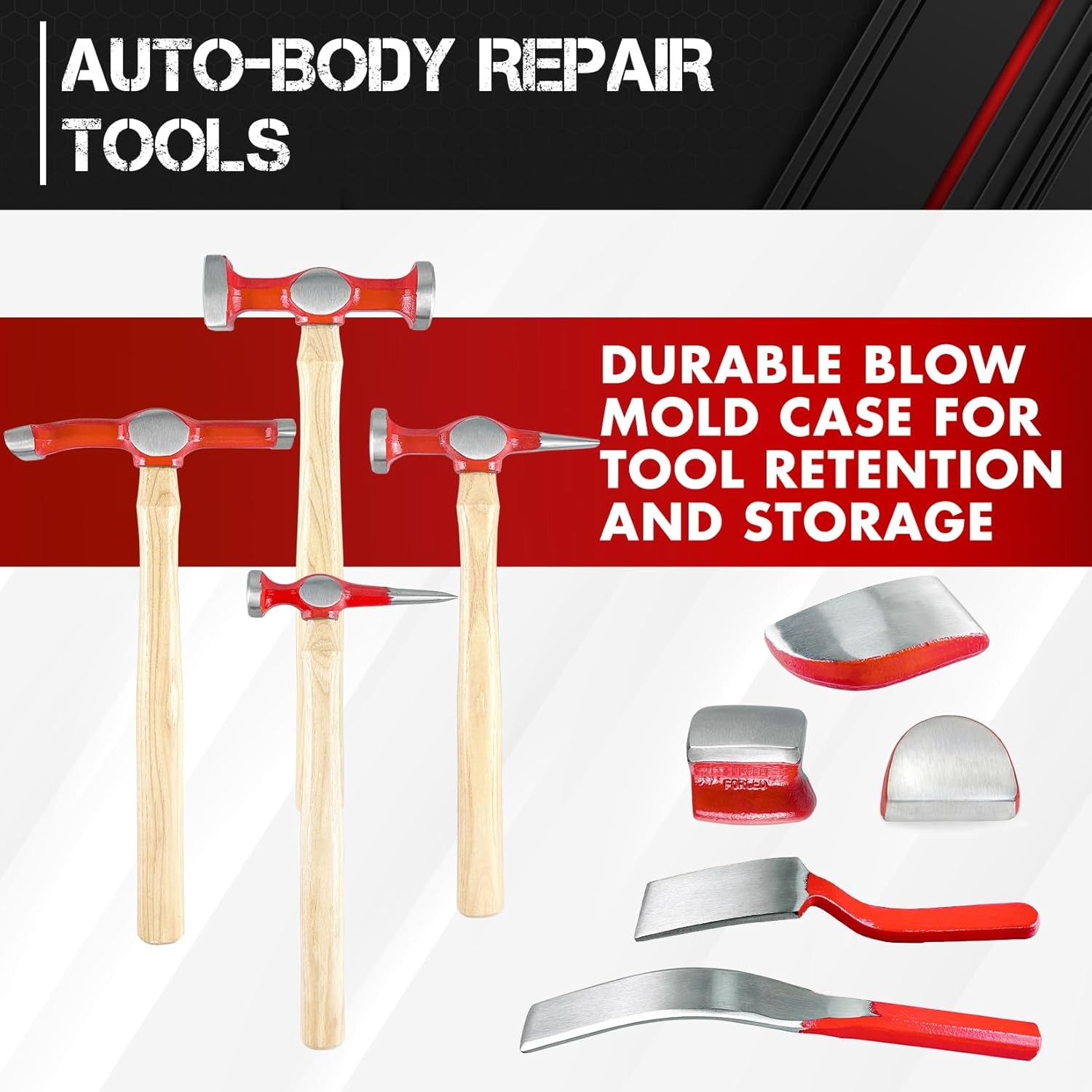 C&T 9 Piece Heavy Auto Body Repair Tool Hammer Dolly Set, Car 9PC