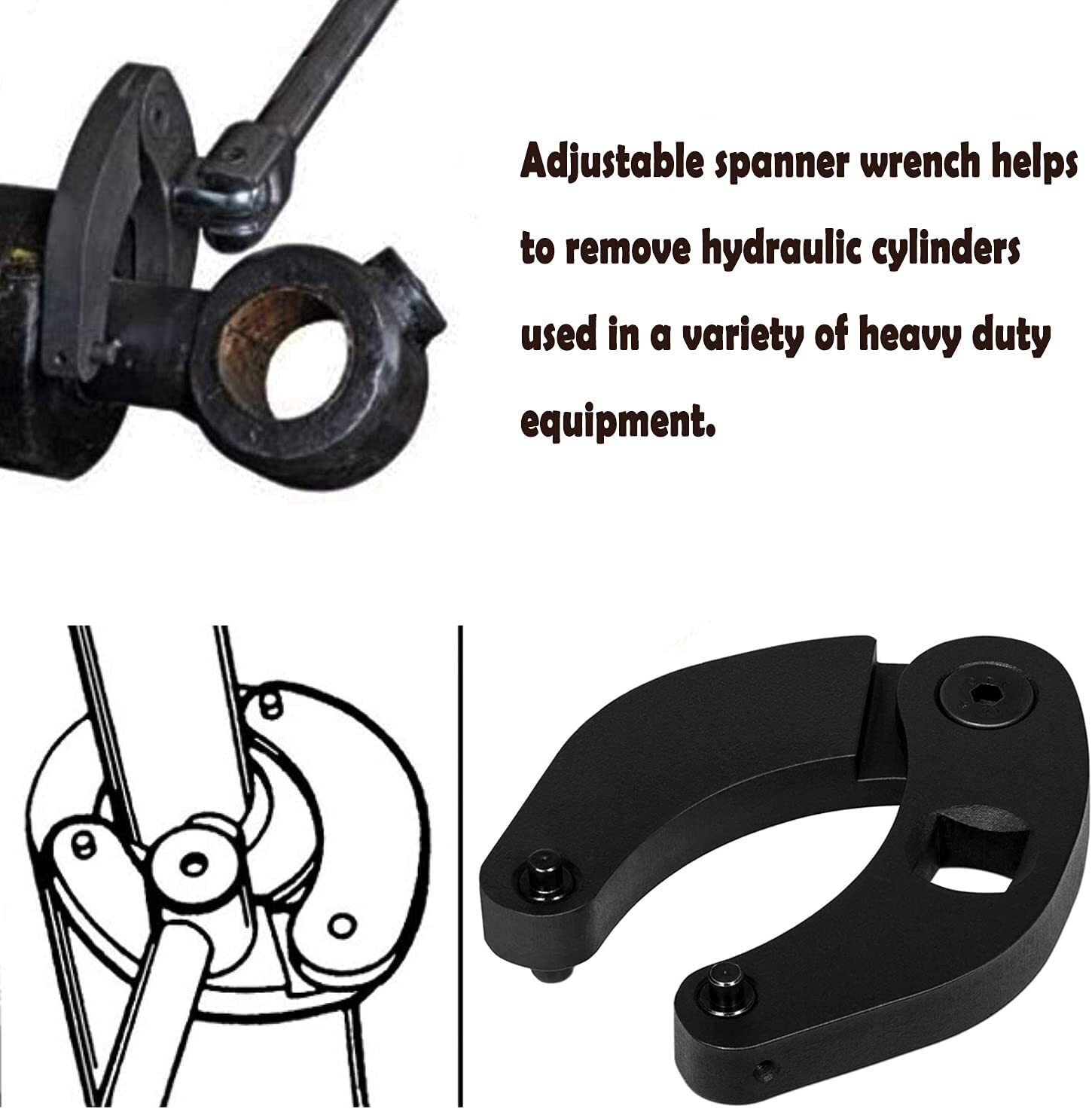 For Hydraulic Cylinders Adjustable Gland Nut Wrench Similar to 1266