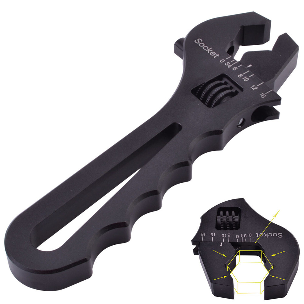 Aluminum Adjustable Wrench Spanner Hand Grip Tool for 3AN-16AN Hose End Fitting