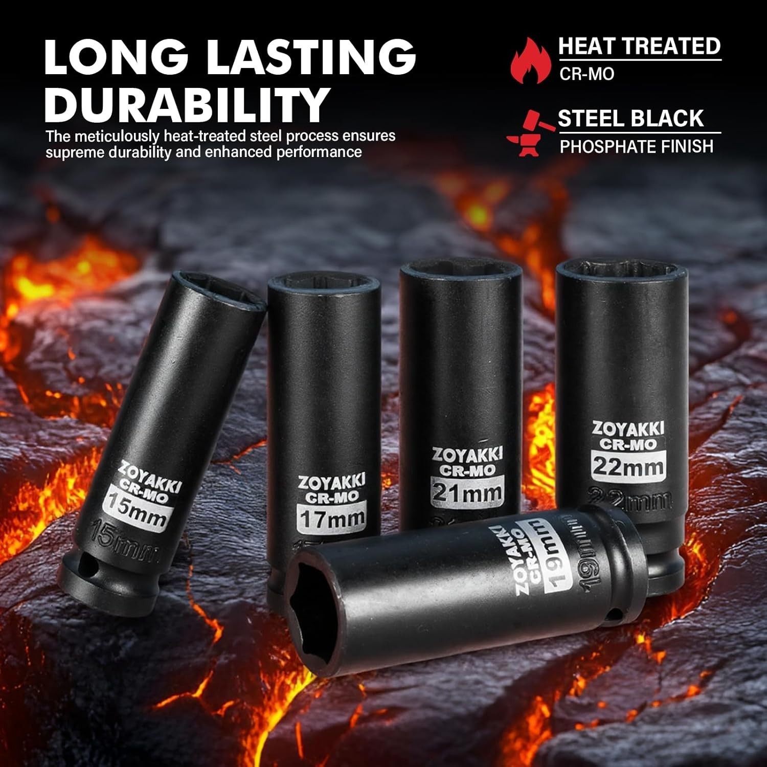 Durable 1/2-Inch Drive Deep Impact Socket Set – Chrome Molybdenum Steel Quality