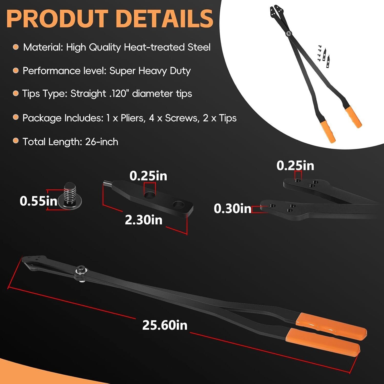 Tools 1489 26″ Heavy Duty Snap Ring Pliers Large Internal Retaining Ring Plier