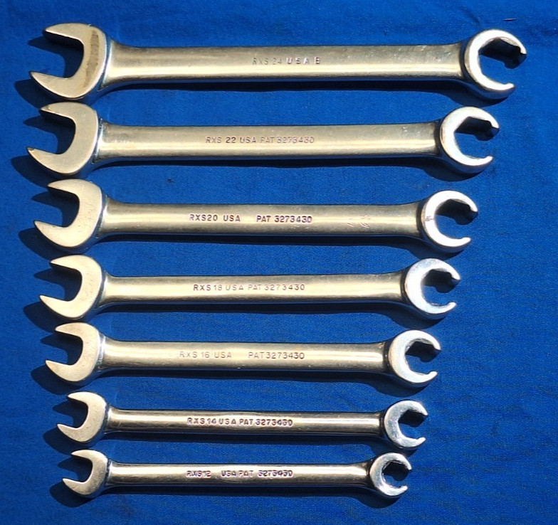 Old Logo Snap-On 7 piece RXS Open end Flare Nut SAE wrench set 3/4″ – 3/8″