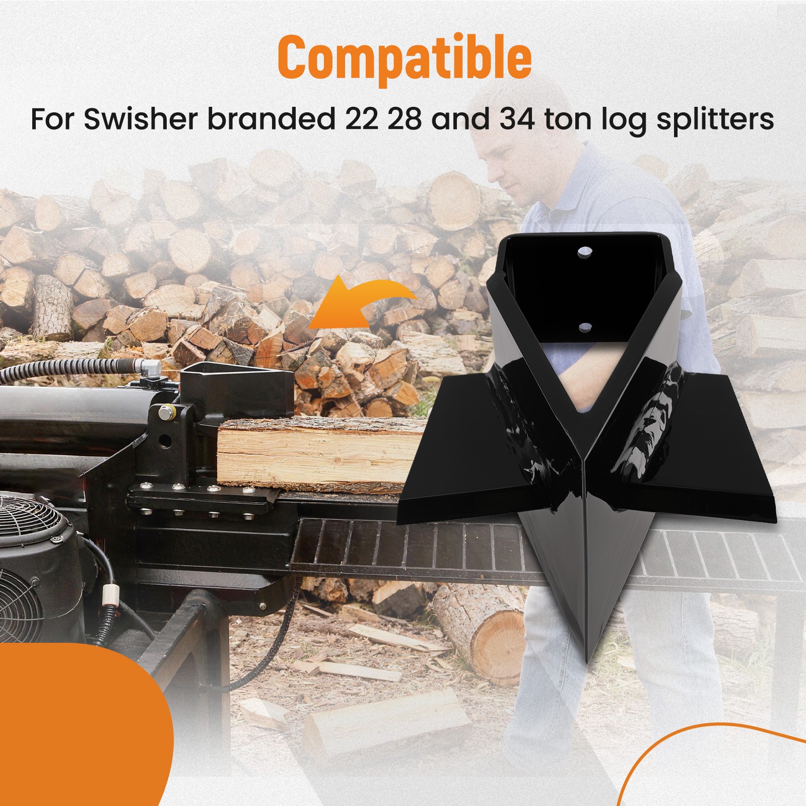 4 Way Wedge for Swisher Heavy Duty Log Splitter 22/28/34 Ton Steel
