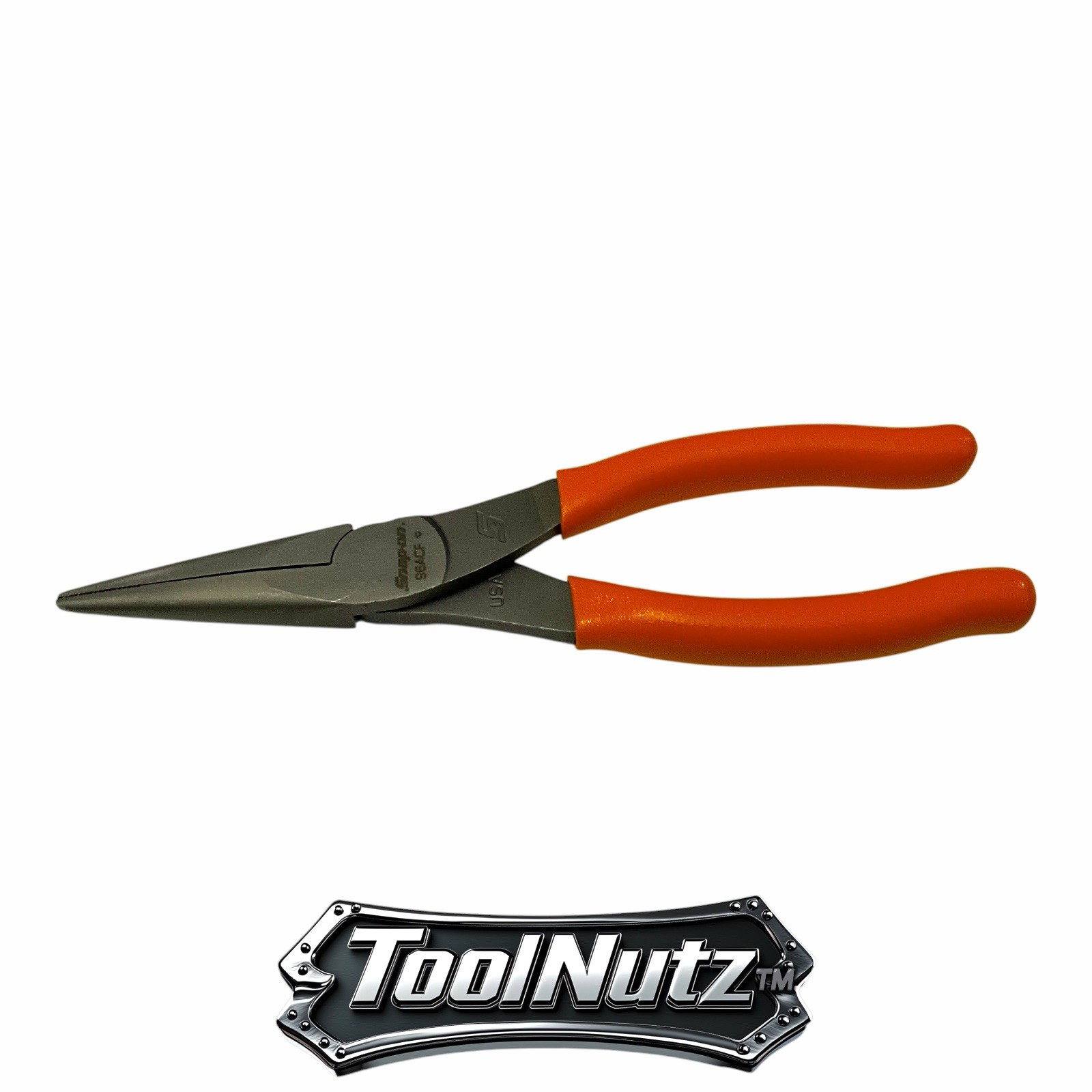 Snap-on Tools NEW 96ACFO 8in ORANGE Soft Grip Rounded Jaw Needle Nose Pliers USA