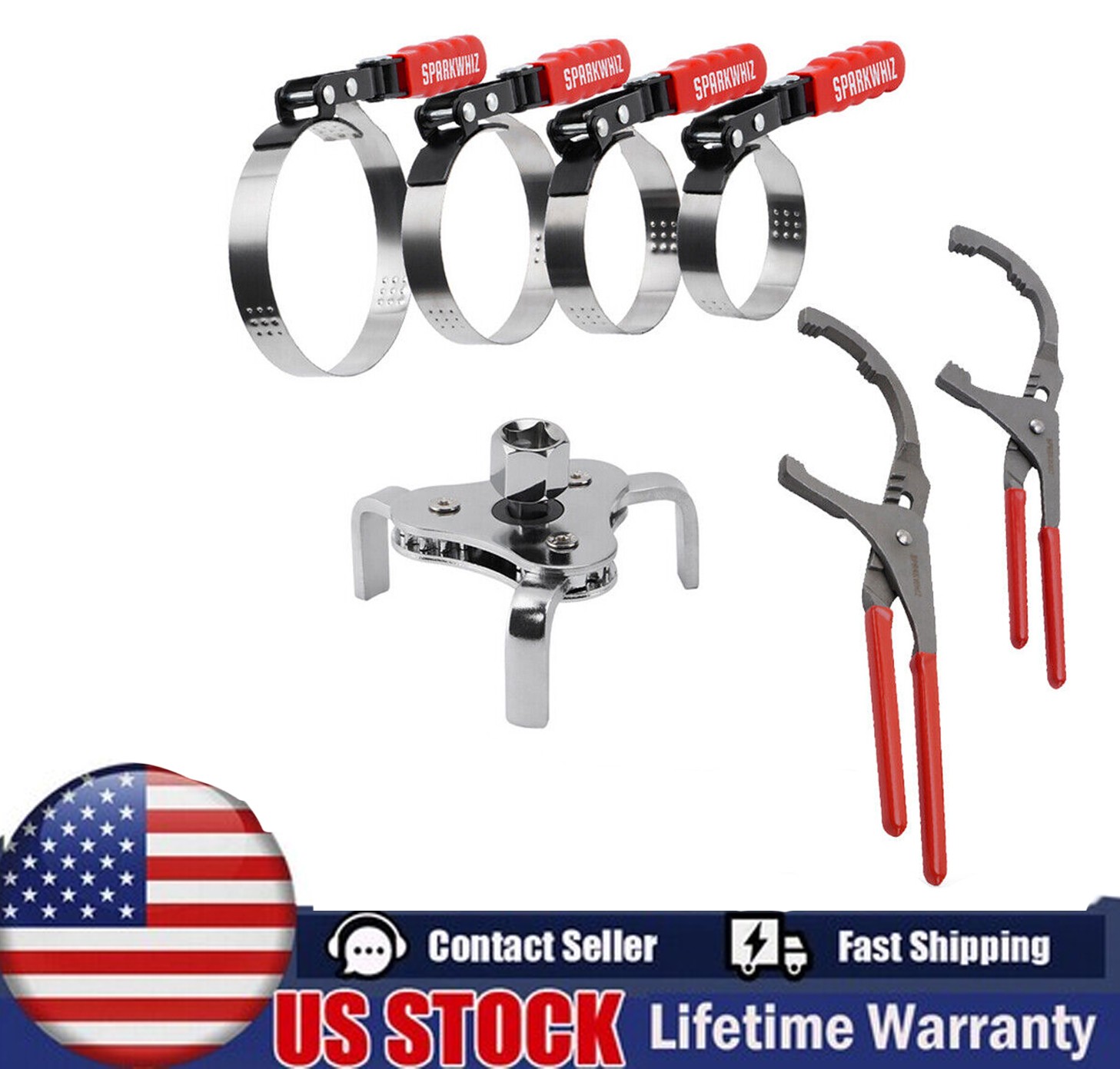 7pcs Swivel Oil Filter Wrench Removal Tool 2-3/4″ – 5-1/4″, 9″ 12″ Filter Plier