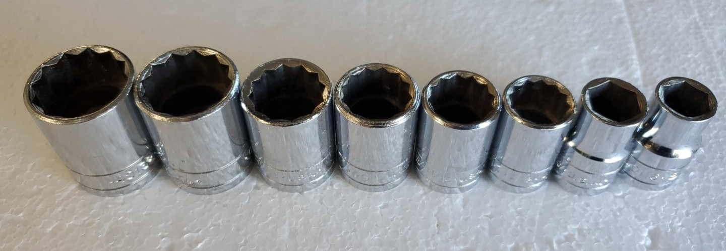 S-K 401 Series 8 Piece 1/2 Drive Sockets 1″15/16″13/16″3/4″11/16 5/8″9/16″1/2″