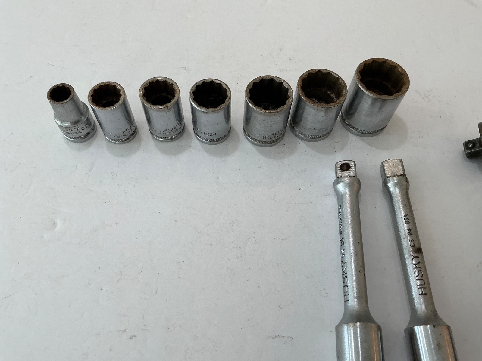 Vtg Asst Husky sockets, extensions & ratchet 10 pc USA made all for $25