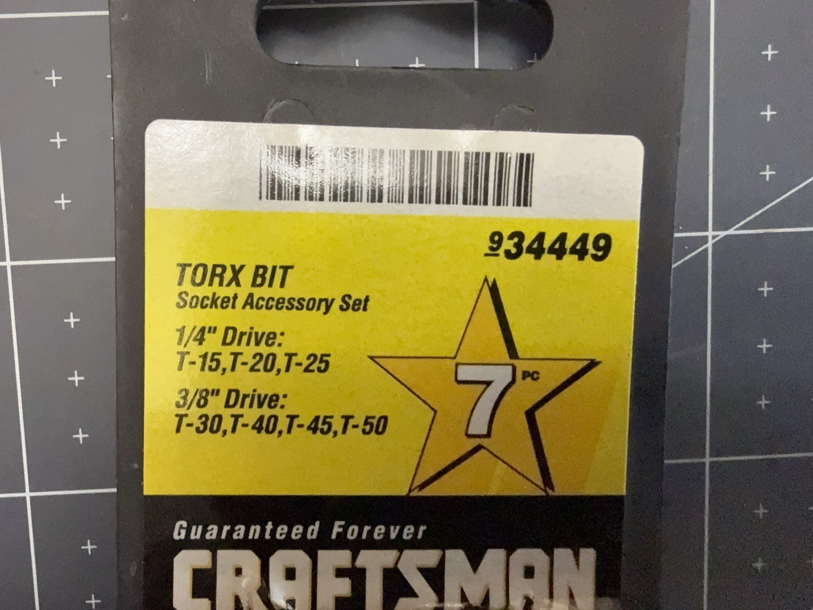 Craftsman 934449 Torx Bit Socket Set 7pc 1/4″ -3/8″ Drive T15-T50 GK Made USA