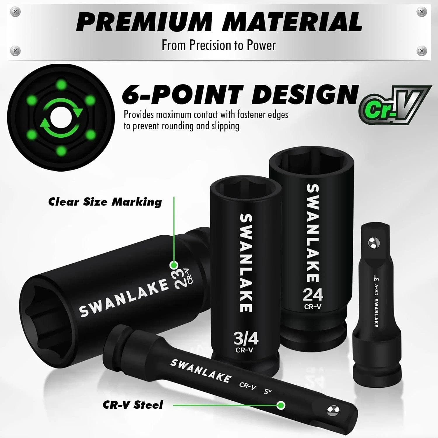 30-Piece 1/2″ Drive Impact Socket Set, Standard SAE 3/8-1 inch and Metric 10-…