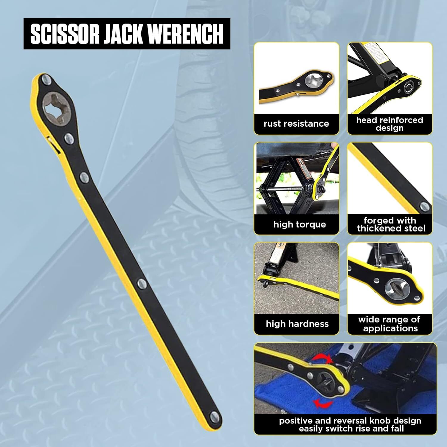 Car Scissor Jack Ratchet Wrench Garage Tire Wheel Lug Wrench Handle Repair Tool