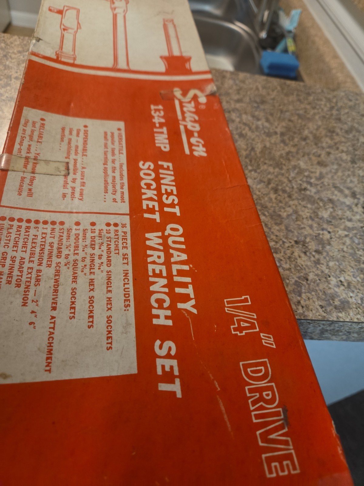 Classic Vintage SnapOn 134-TMP ¼» Dr Quality Socket Wrench Set In Original Box