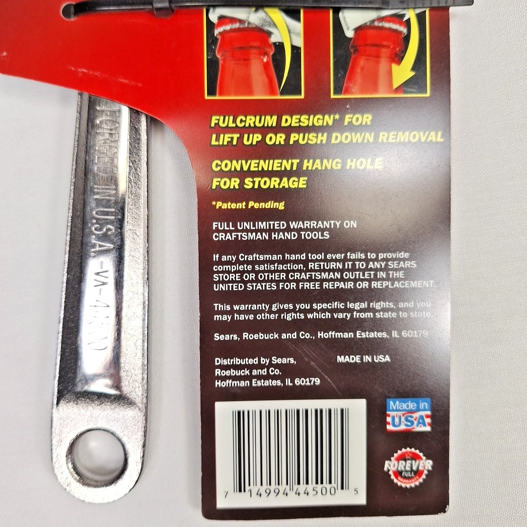 SEARS Craftsman Bottle Cap Wrench Bottle Opener 9 44500 USA Made New NOS 2014