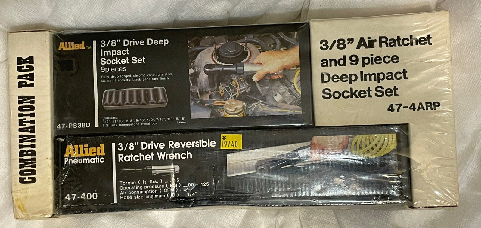COMBO PACK: Allied 3/8 Air Ratchet and 9 Piece Deep Impact Socket Set 47-4ARP