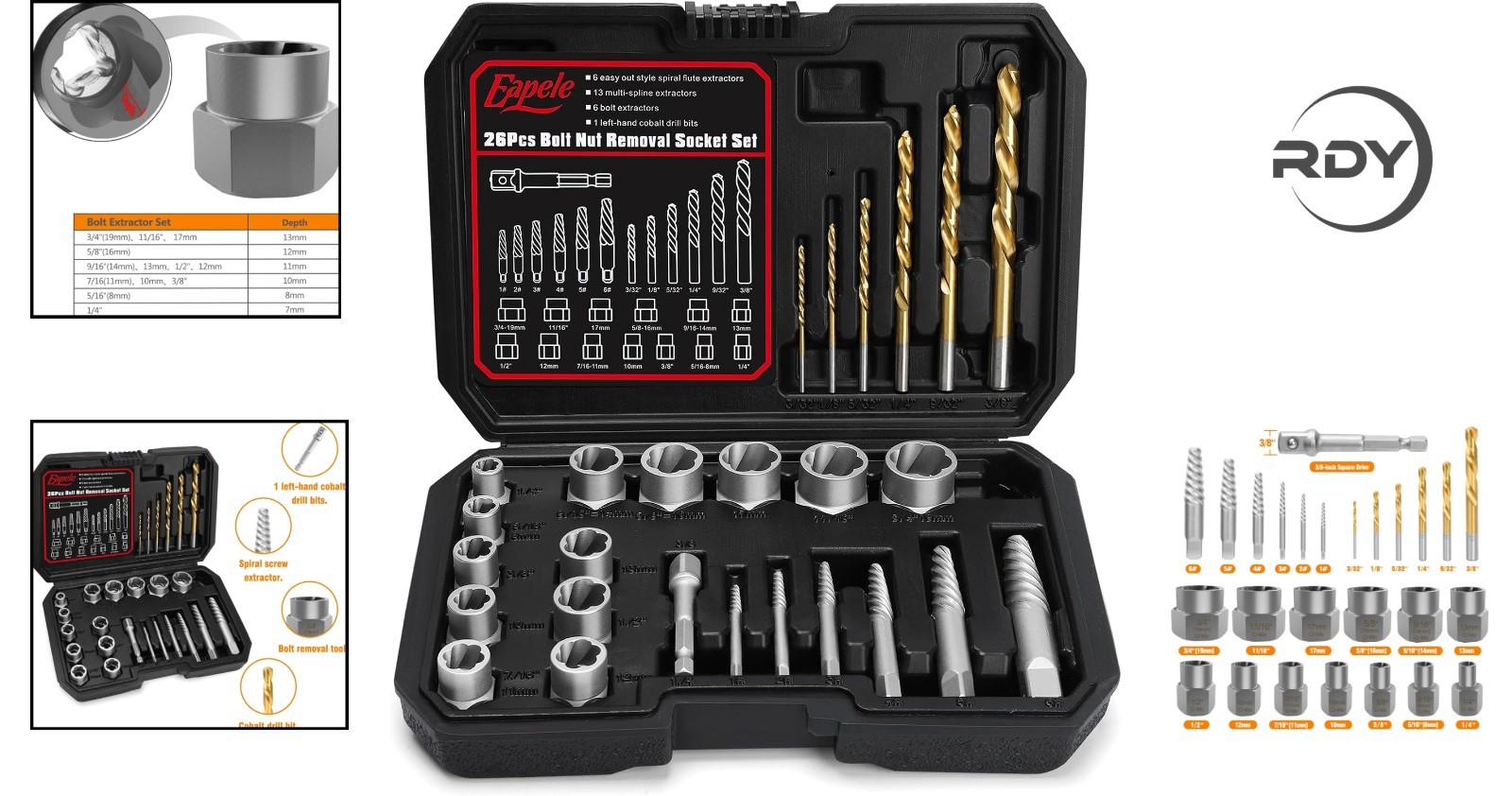 Ultimate Stripped Nut Remover Twist Socket Set – 26pcs with Durable Storage Case