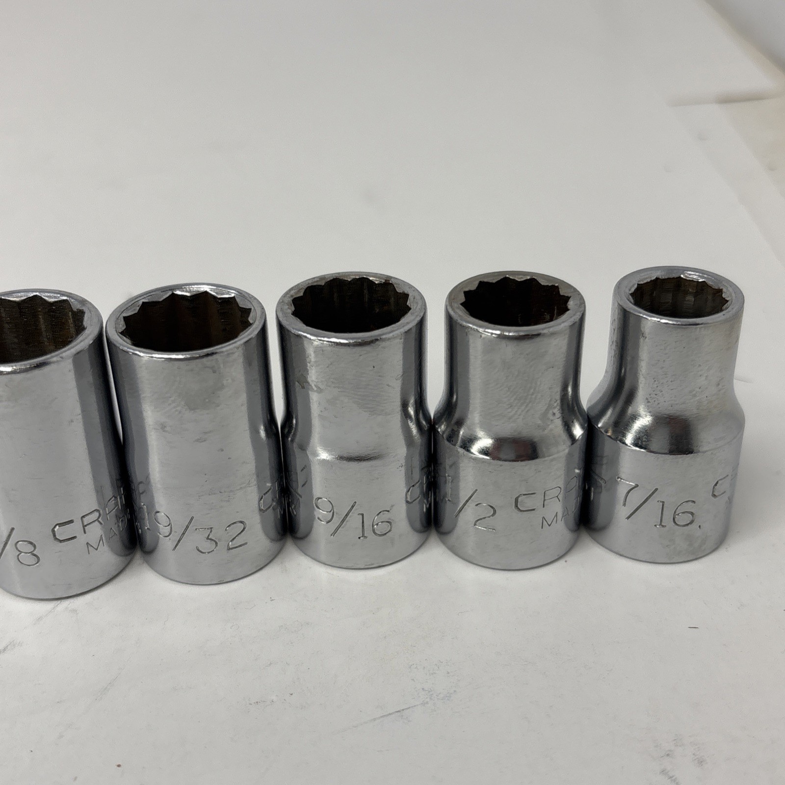 Craftsman Socket Set 1/2″ Dr 14Pc Shallow -V- & -VV- 7/16” to 1 1/4” W/Tray USA