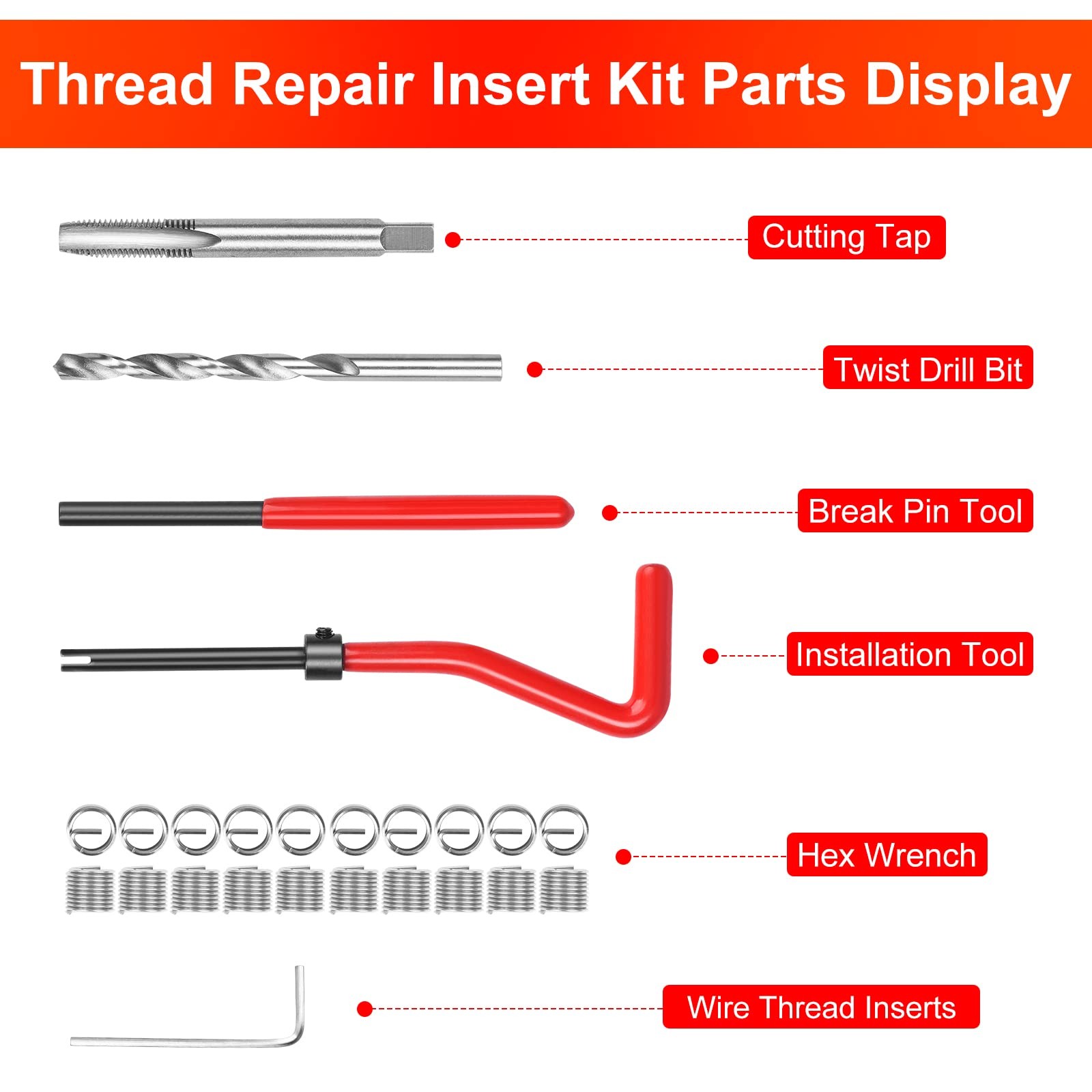 Thread Repair Kit M6 X 1.0mm, Metric Thread Repair Insert Kit