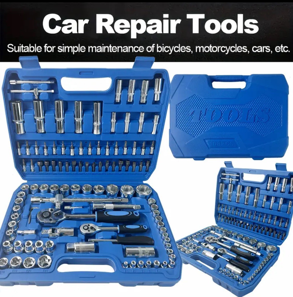 108Pcs Ratchet Wrench Socket Set 1/4″to 1/2″ Car Repair Tool Auto Mechanic Kit