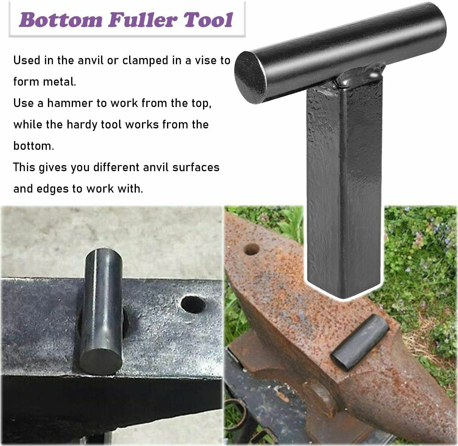4* 1 Inch Blacksmith Anvil Hardy Tool Set Creasing Stake Hot Cut Bottom Fuller