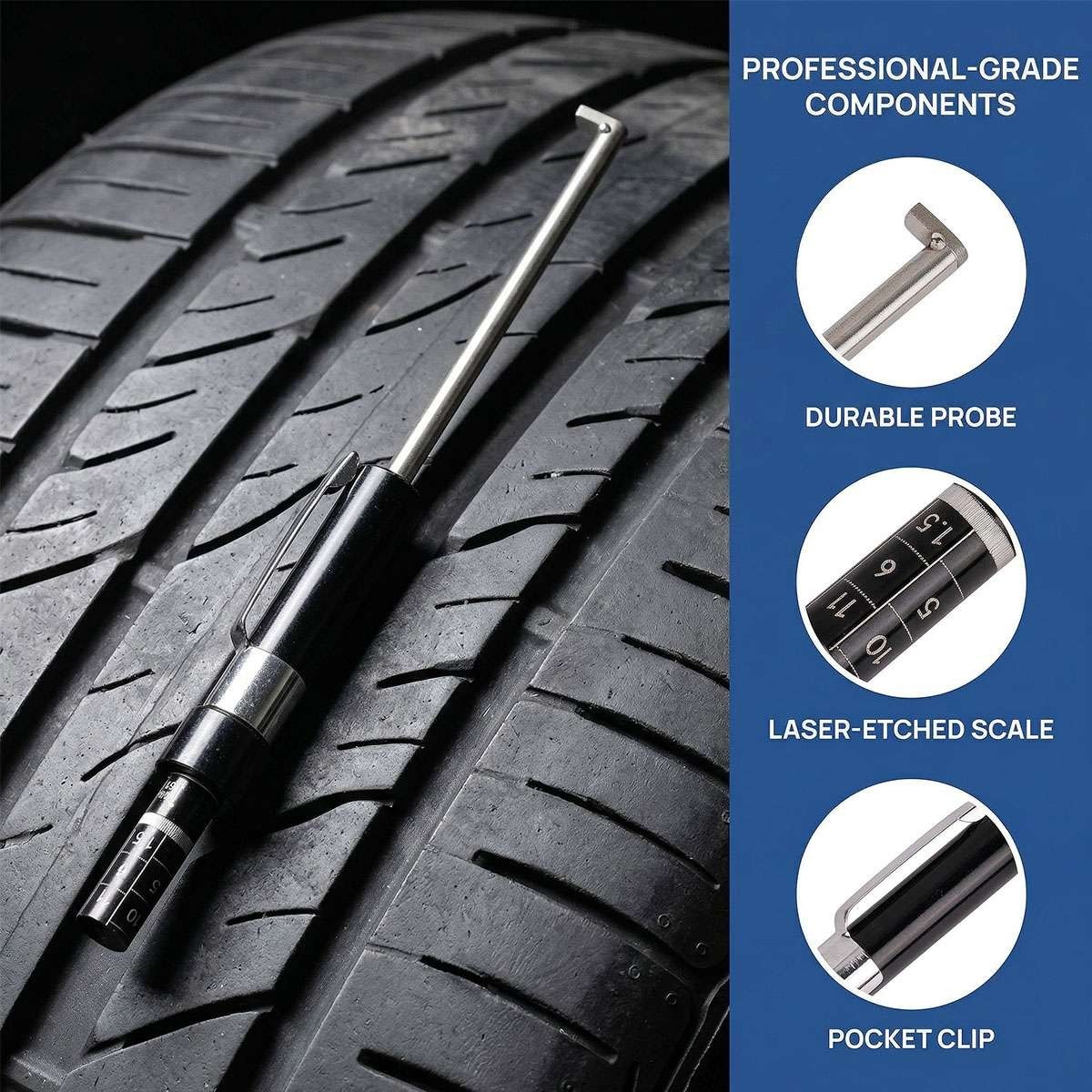 Brake Pad Thickness Gauge Measure Tool Scale car Detection Pen Base Plate 6mm