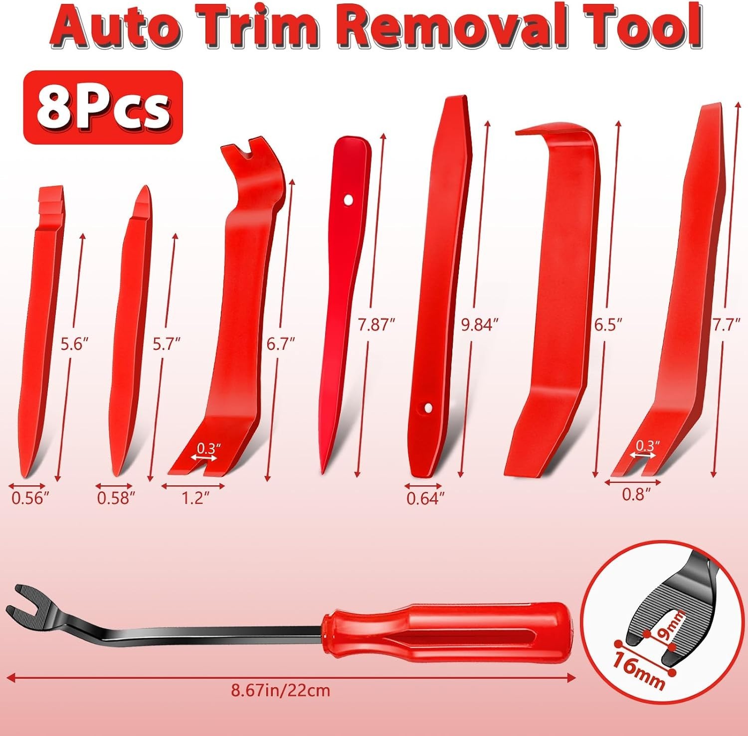 8Pcs Auto Trim Disassembly Tool Set,Nylon Plastic Fasteners Remover Tools for…