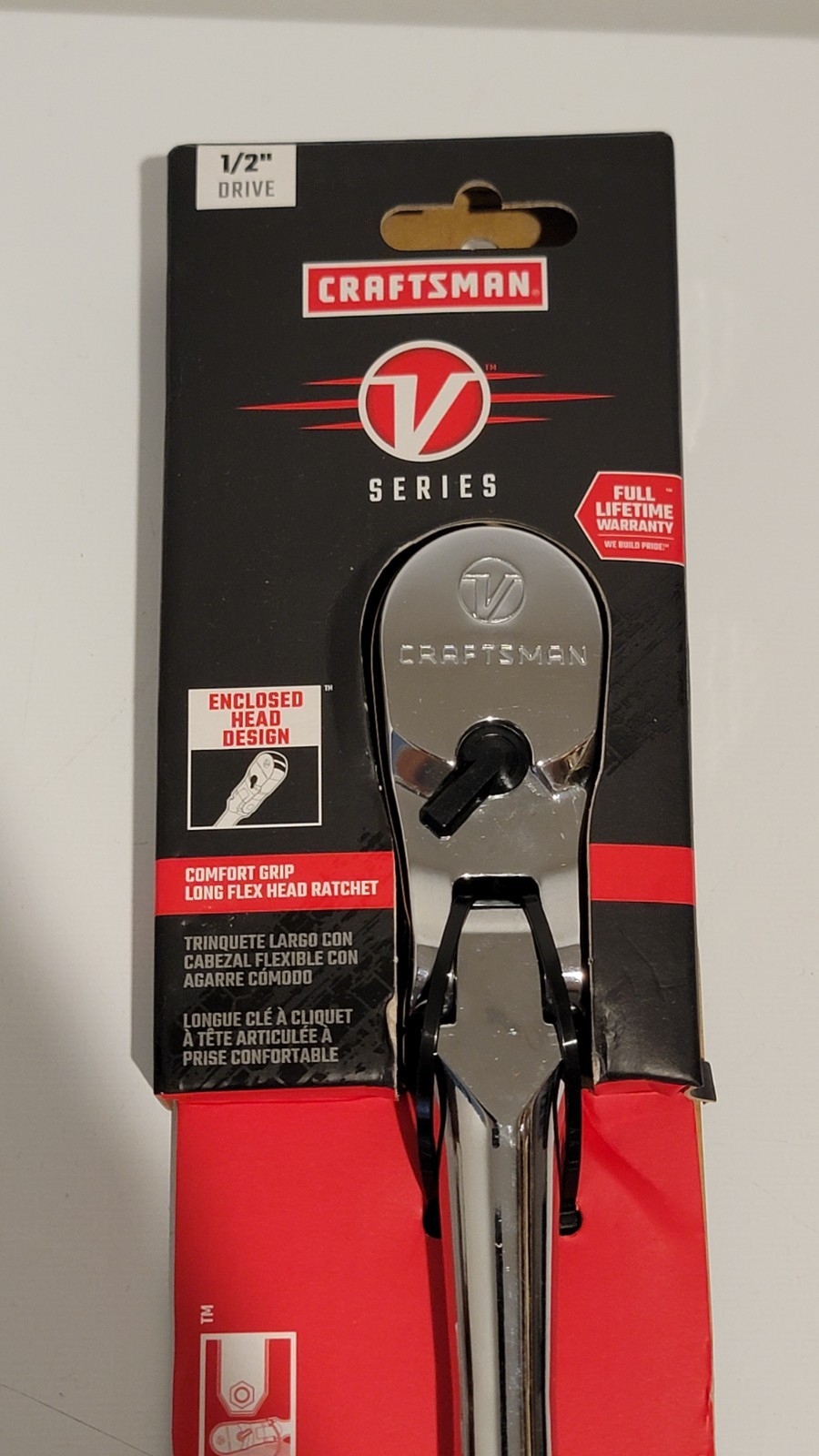 Craftsman V-Series 1/2″ Drive Extended Reach Flex Head Ratchet Comfort Grip New