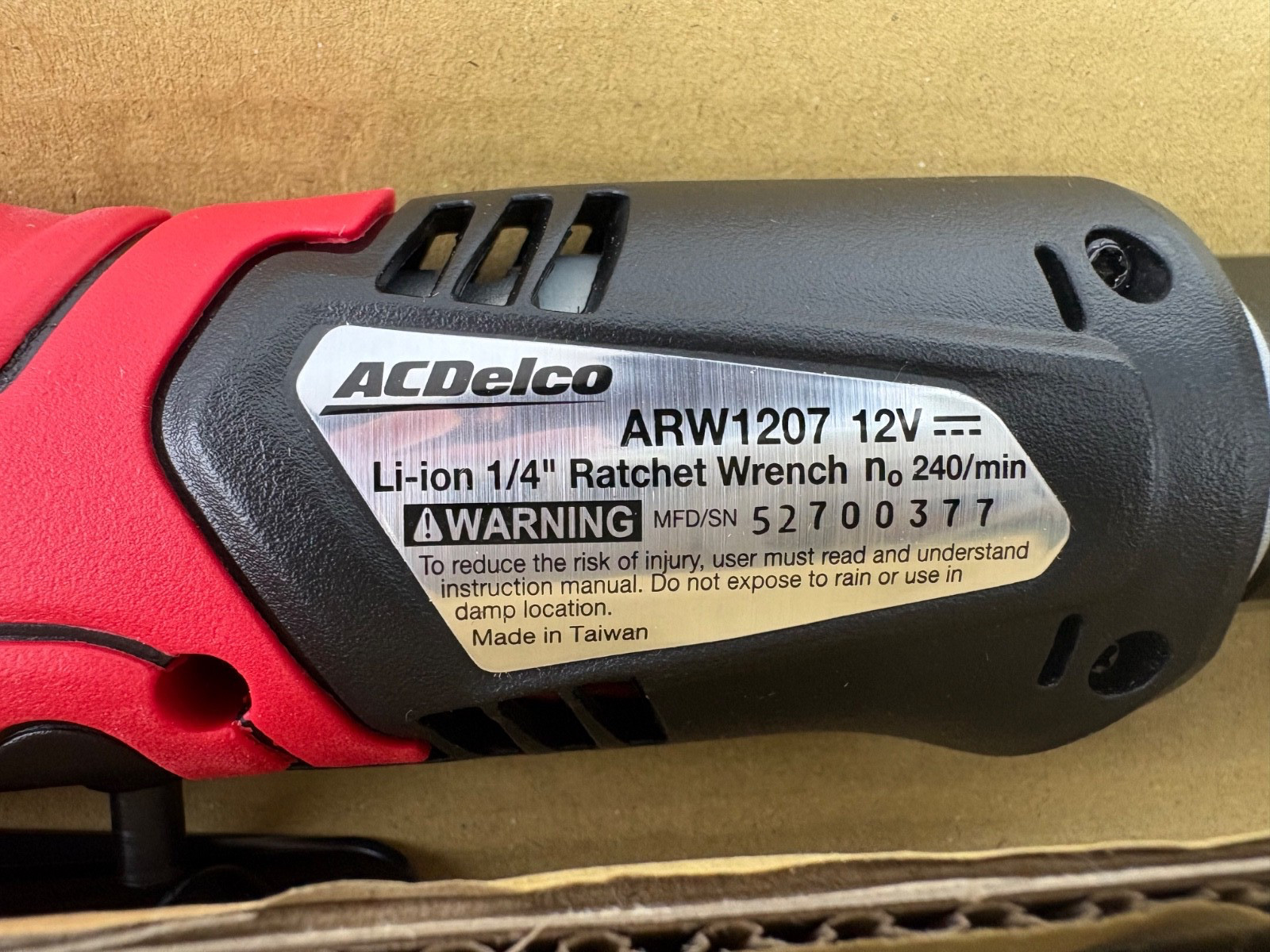 ACDelco G12 12V 1/4″ Cordless Ratchet Wrench 30 ft-lbs ARW1207