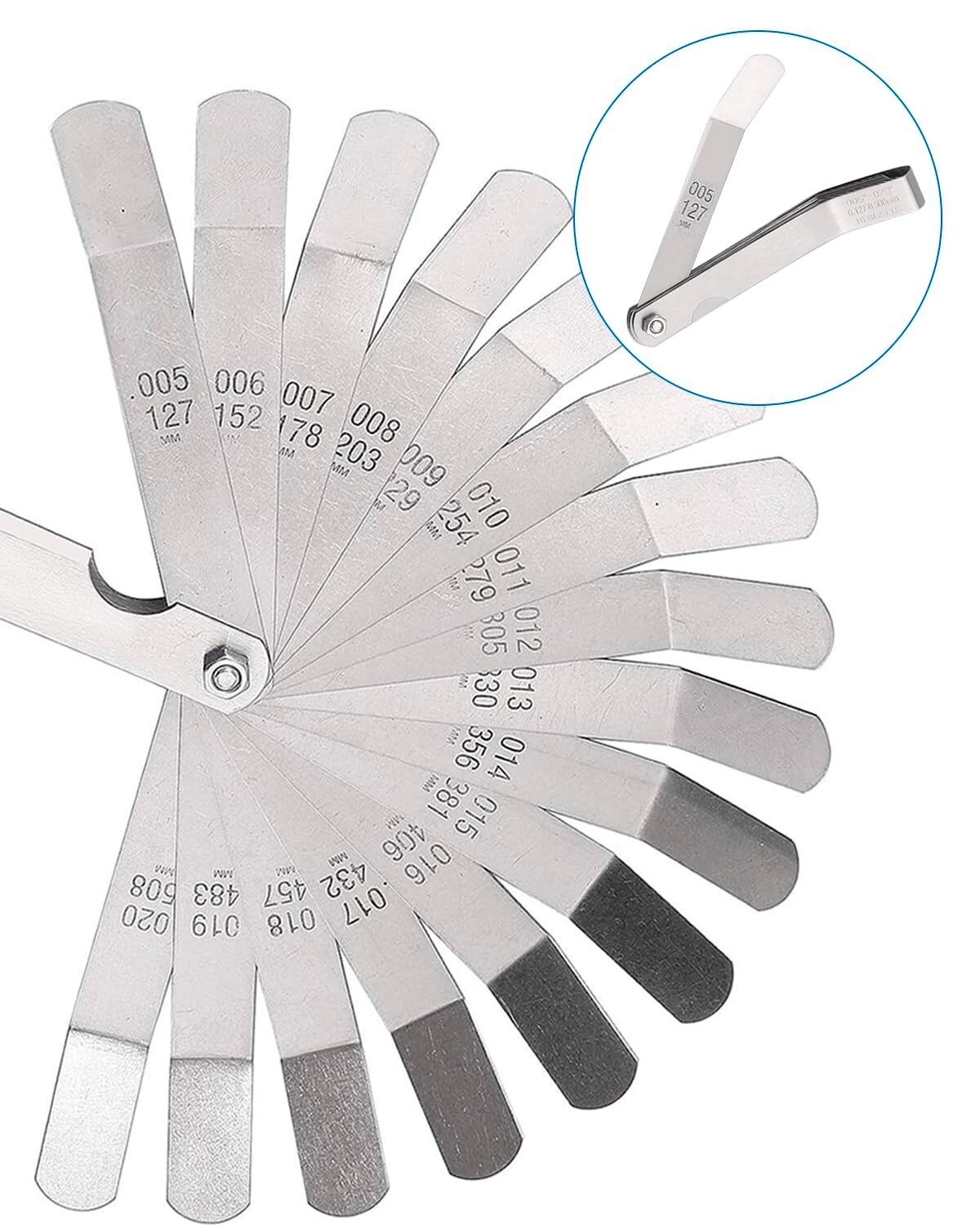 32 Blades Feeler Gauge Set Stainless Steel Dual Marked Metric And Standard SAE